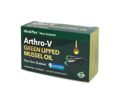 Medi Plus Arthro-V (Green Mussel Oil 10000,CO2 125:1 extracted)  100capsules